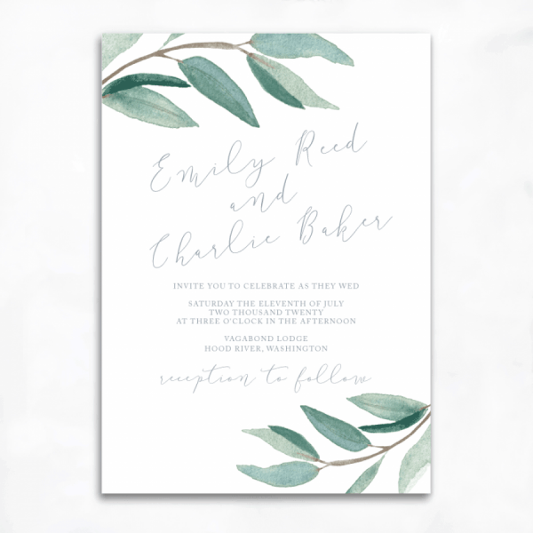 Lovely eucalyptus wedding invitations