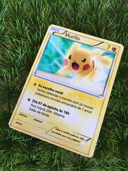 Convite carta de pokemon by design festeiro Convite carta de pokemon by design festeiro