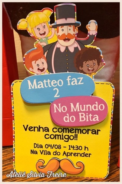 Convite mundo bita com apliques em camada!! fazemos em qualquer Convite mundo bita com apliques em camada!! fazemos em qualquer