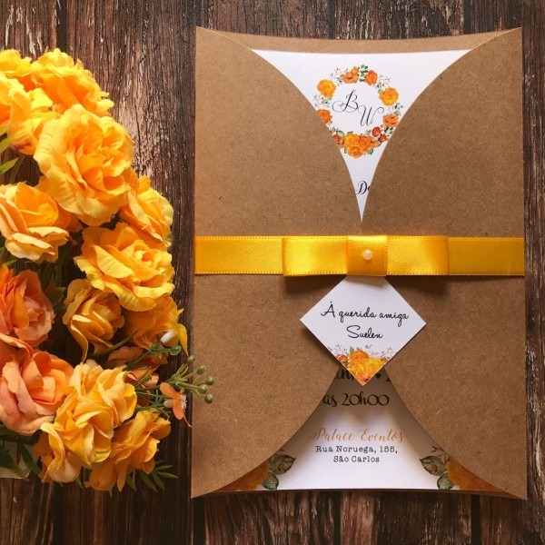 50 convite de casamento rústico floral amarelo 50 convite de casamento rústico floral amarelo