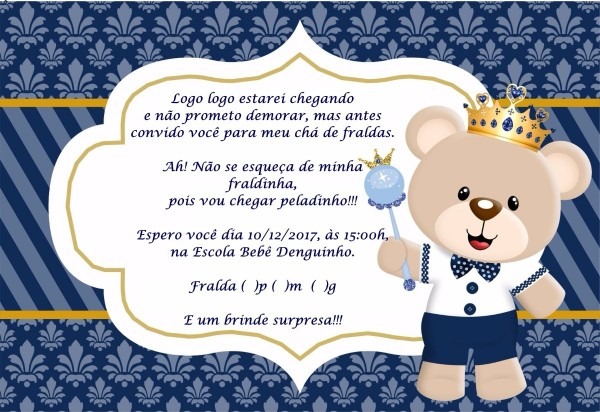 50 convites aniversÃ¡rio chÃ¡ bebÃª infantil (frete grÃ¡tis)