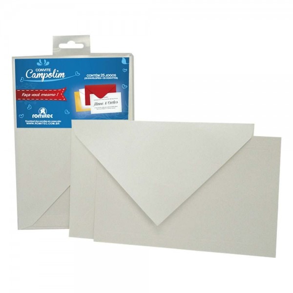 Convite campolim 207x140 branco metálico 3255 romitec Convite campolim 207x140 branco metálico 3255 romitec