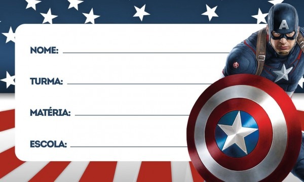 Etiquetas volta as aulas capitao america 2 Etiquetas volta as aulas capitao america 2