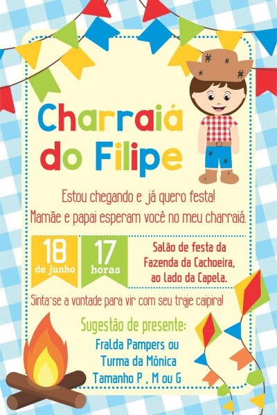 Arte convite digital charraia no elo7 Arte convite digital charraia no elo7