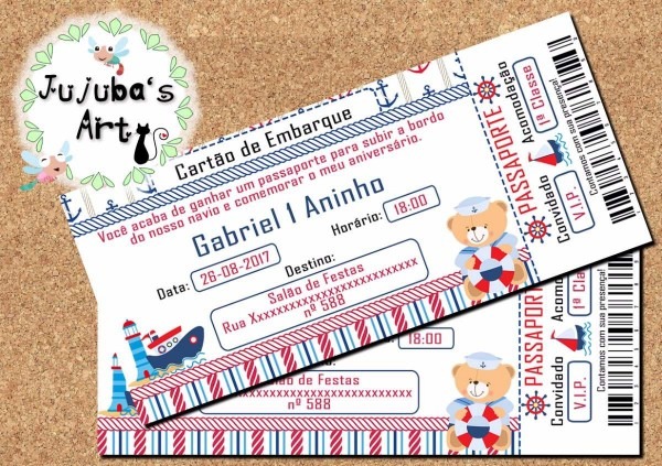 Arte digital convite marinheiro passaport cartão de embarque Arte digital convite marinheiro passaport cartão de embarque