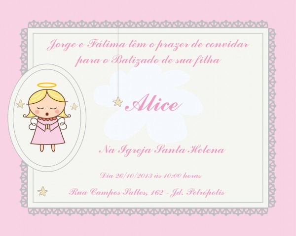 Batizado menina convite personalizado no elo7 Batizado menina convite personalizado no elo7