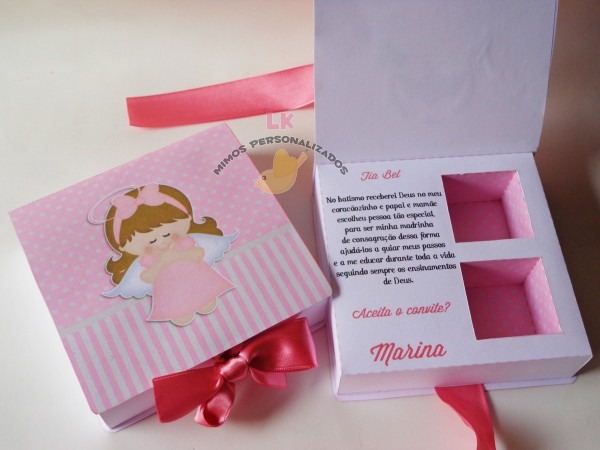 Caixa convite padrinhos batismo no elo7 Caixa convite padrinhos batismo no elo7