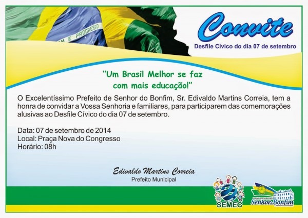 Convite desfile 07 de setembroâ Convite desfile 07 de setembroâ