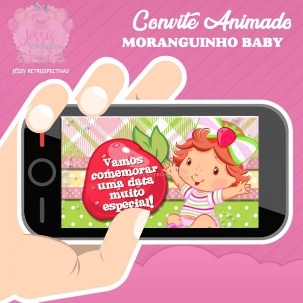 Convite animado moranguinho baby