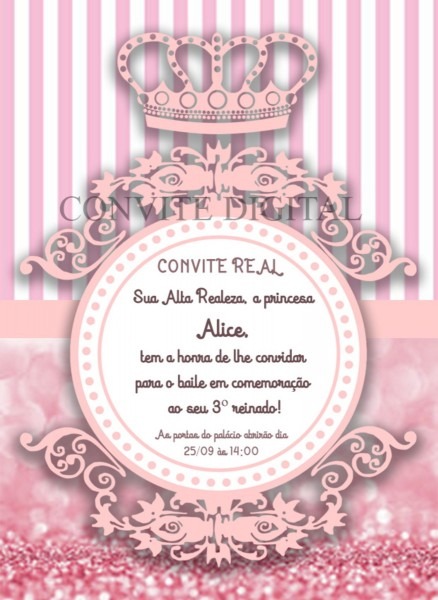 Convite aniversário princesa Convite aniversário princesa