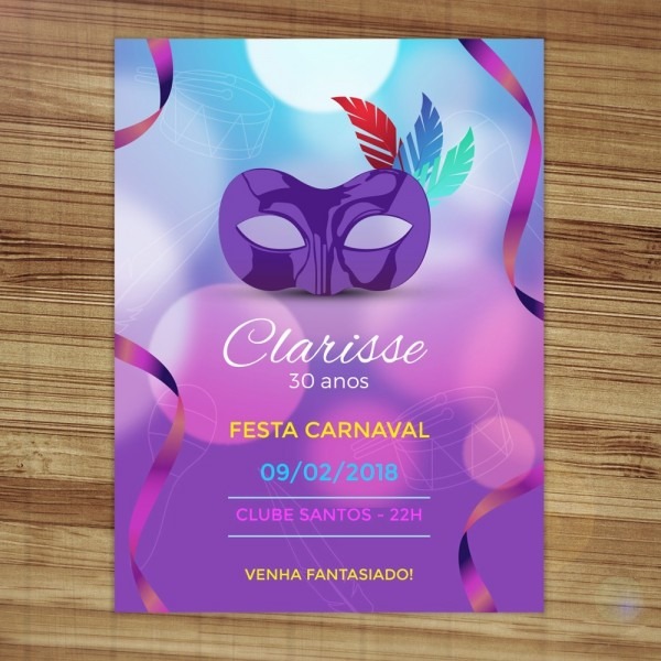 Convite aniversÃ¡rio tema carnaval