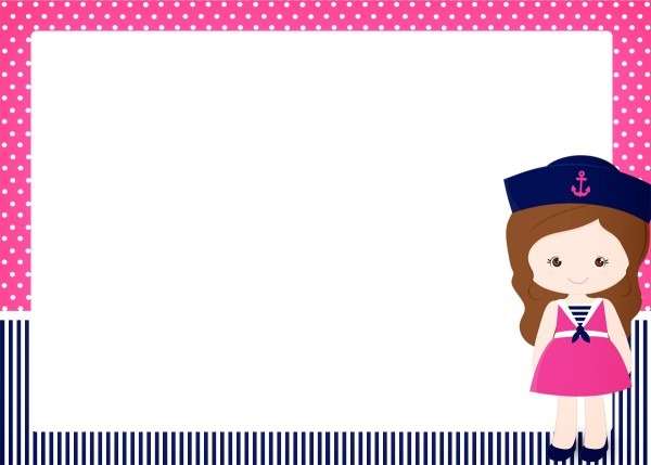 Convite, cartão menina marinheira Convite, cartão menina marinheira
