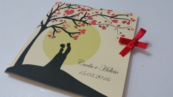 Convite de casamento casal arvore coraca no elo7