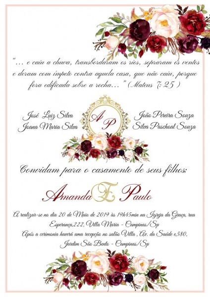 Convite casamento digital whatsapp flores personalizado 4