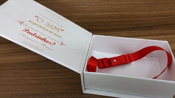 Convite casamento padrinhos 10un  caixa cartonada