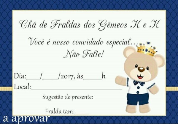 Convite cha chá de bebê no elo7 Convite cha chá de bebê no elo7