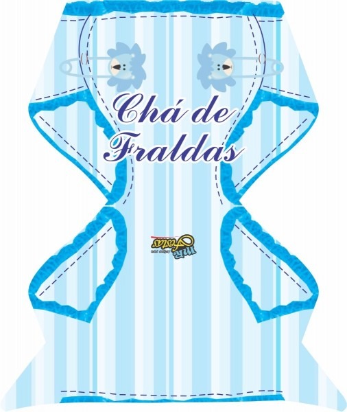 Convite chÃ¡ de fraldas masculino (com 30 unidades)