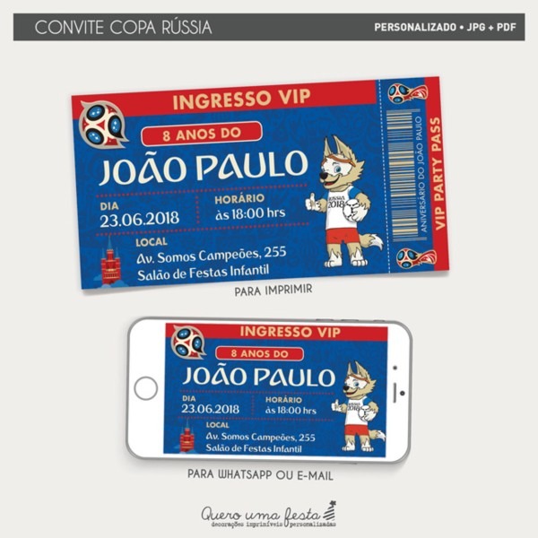 Convite copa da rússia Convite copa da rússia
