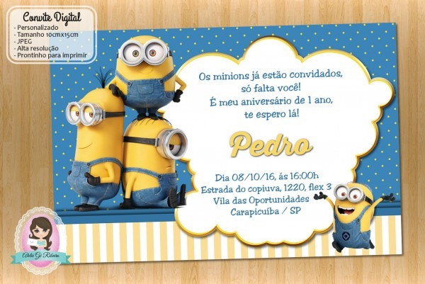 Convite de aniversâÂ°rio dos minions 7 Â» happy birthday world