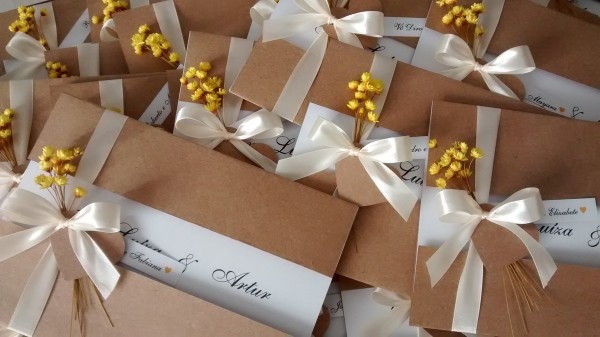 Convite de casamento rustico com flor seca no elo7 Convite de casamento rustico com flor seca no elo7