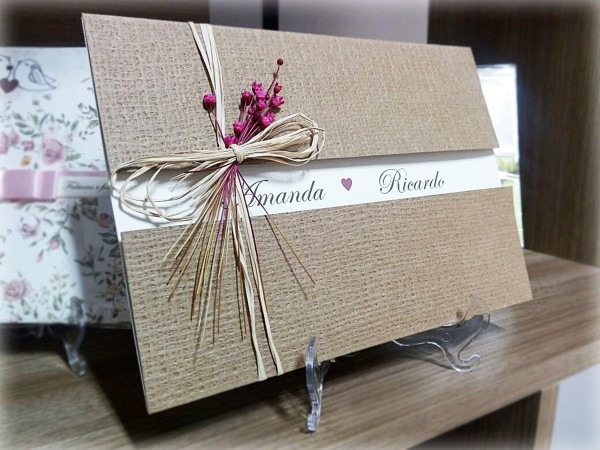 Convite de casamento rústico com palha e flores secas no elo7 Convite de casamento rústico com palha e flores secas no elo7