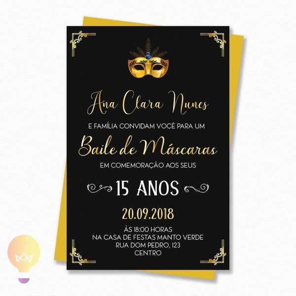 Convite 15 anos baile de máscaras Convite 15 anos baile de máscaras