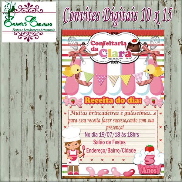 Convite digital whats app confeitaria no elo7 Convite digital whats app confeitaria no elo7