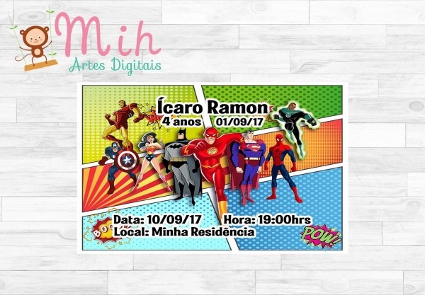 Convite digital liga da justiça desenho zap Convite digital liga da justiça desenho zap