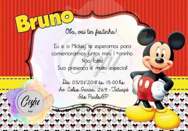 Convite digital mickey modelo 2