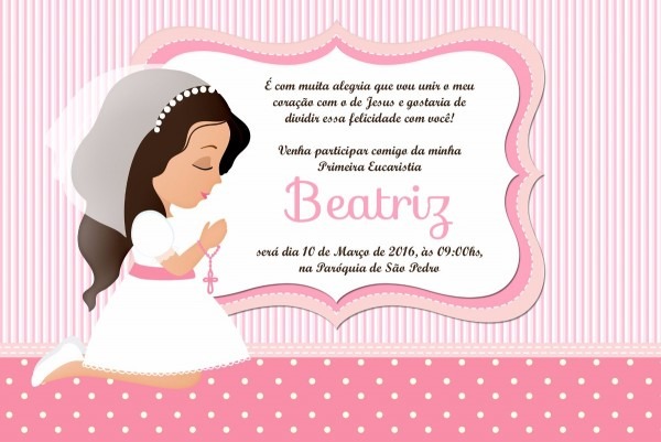 Convite digital primeira eucaristia menina = 15,00 Convite digital primeira eucaristia menina = 15,00