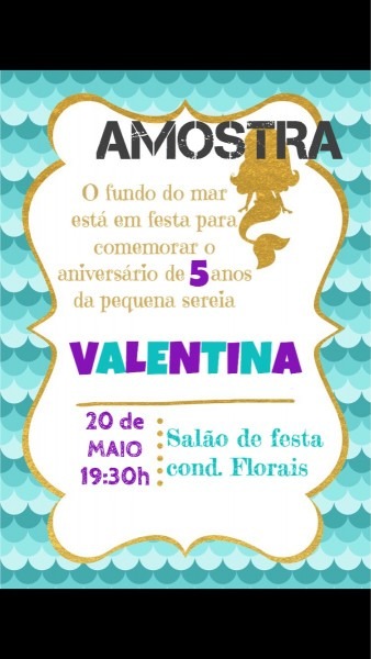 Convite digital sereia sereismo aniversÃ¡rio pequena sereia