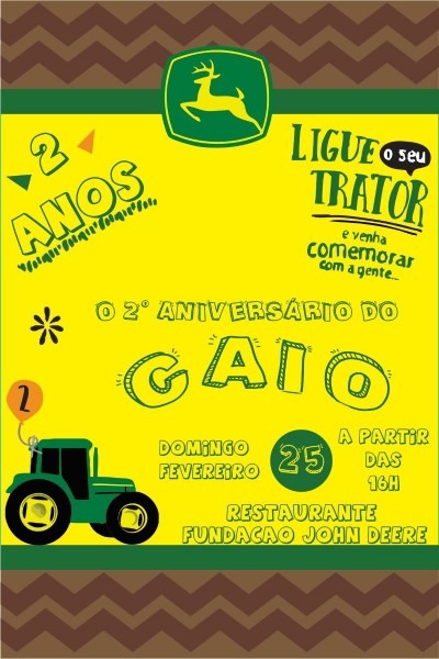 Convite digital tema trator john deere Convite digital tema trator john deere