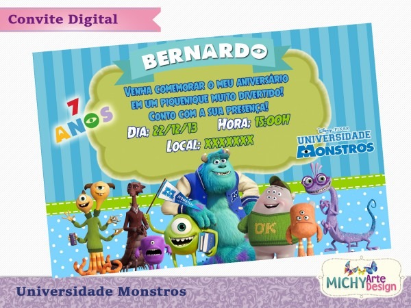 Convite digital universidade monstros Convite digital universidade monstros