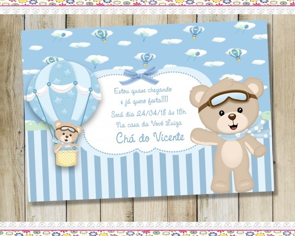 Convite digital urso baloeiro no elo7 Convite digital urso baloeiro no elo7