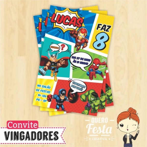 Convite digital vingadores vÃ¡rios modelos