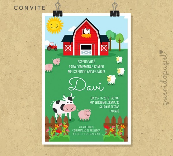 Convite festa fazendinha Convite festa fazendinha