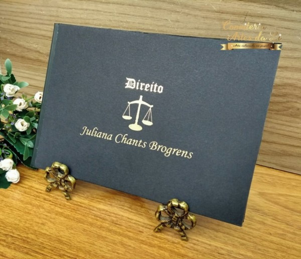 Convite formatura direito capa dura metalizado no elo7