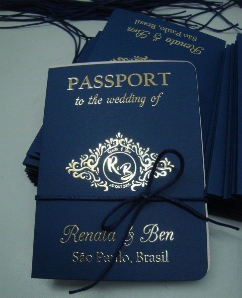 Convite modelo passaporte no elo7