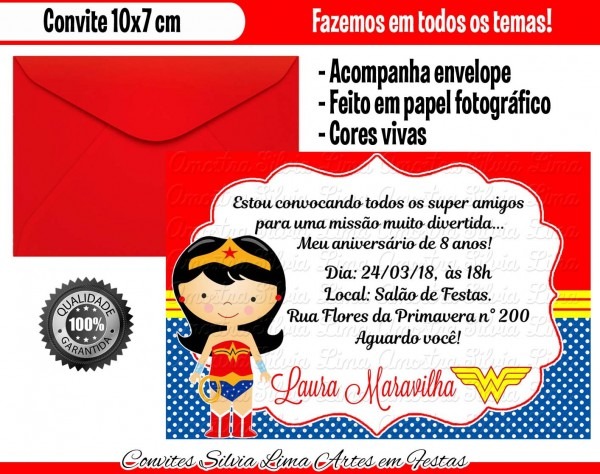 Convite mulher maravilha Convite mulher maravilha