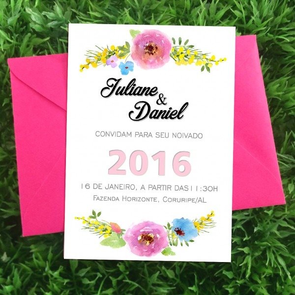 Convite noivado floral no elo7