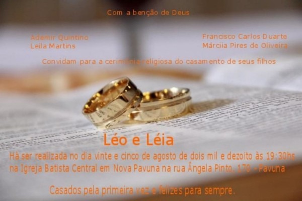 Convite para casamento simples e elegante no elo7 Convite para casamento simples e elegante no elo7