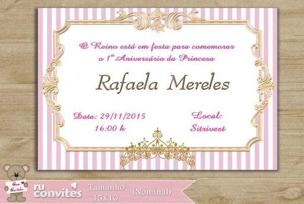 Convite princesa (372) no elo7 Convite princesa (372) no elo7