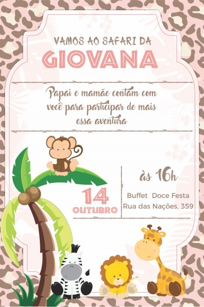 Convite safari menina 2 Convite safari menina 2