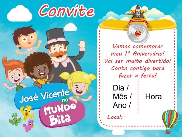 Convite tema mundo bita Convite tema mundo bita