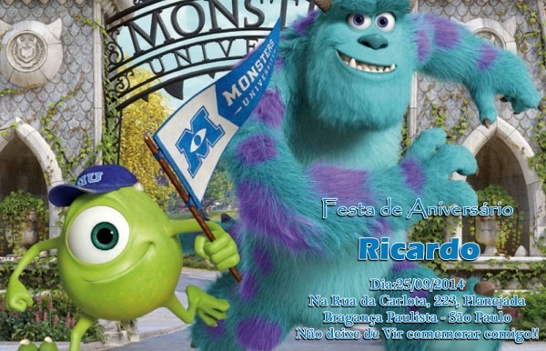 Convite digital universidade monstros Convite digital universidade monstros