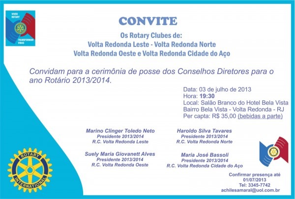 Distrito 4600 de rotary international convite de posse conjunta Distrito 4600 de rotary international convite de posse conjunta