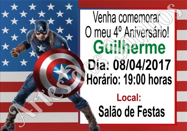 PromoÃÃo convites capitÃ£o amÃ©rica no elo7