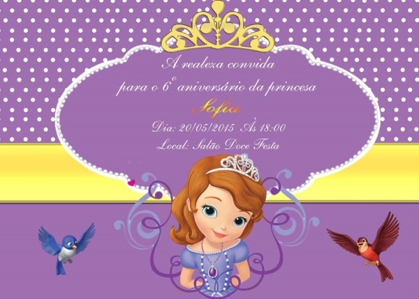 Convites princesa sofia 20 unidades 14x10cm Convites princesa sofia 20 unidades 14x10cm