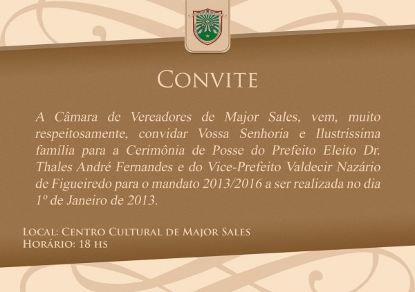 Rn politica em dia convite de posse major sales Rn politica em dia convite de posse major sales