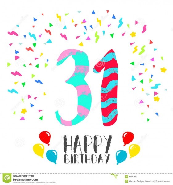 Feliz aniversario para o cartÃ£o do convite do partido de 31 anos